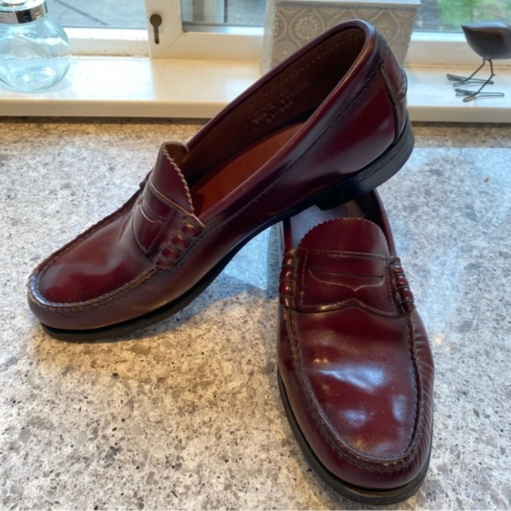 DEXTER Burgundy Leather Penny Loafers 9.5